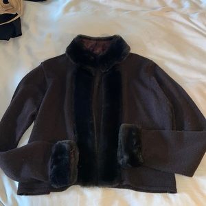 Fur trimmed vintage cardigan